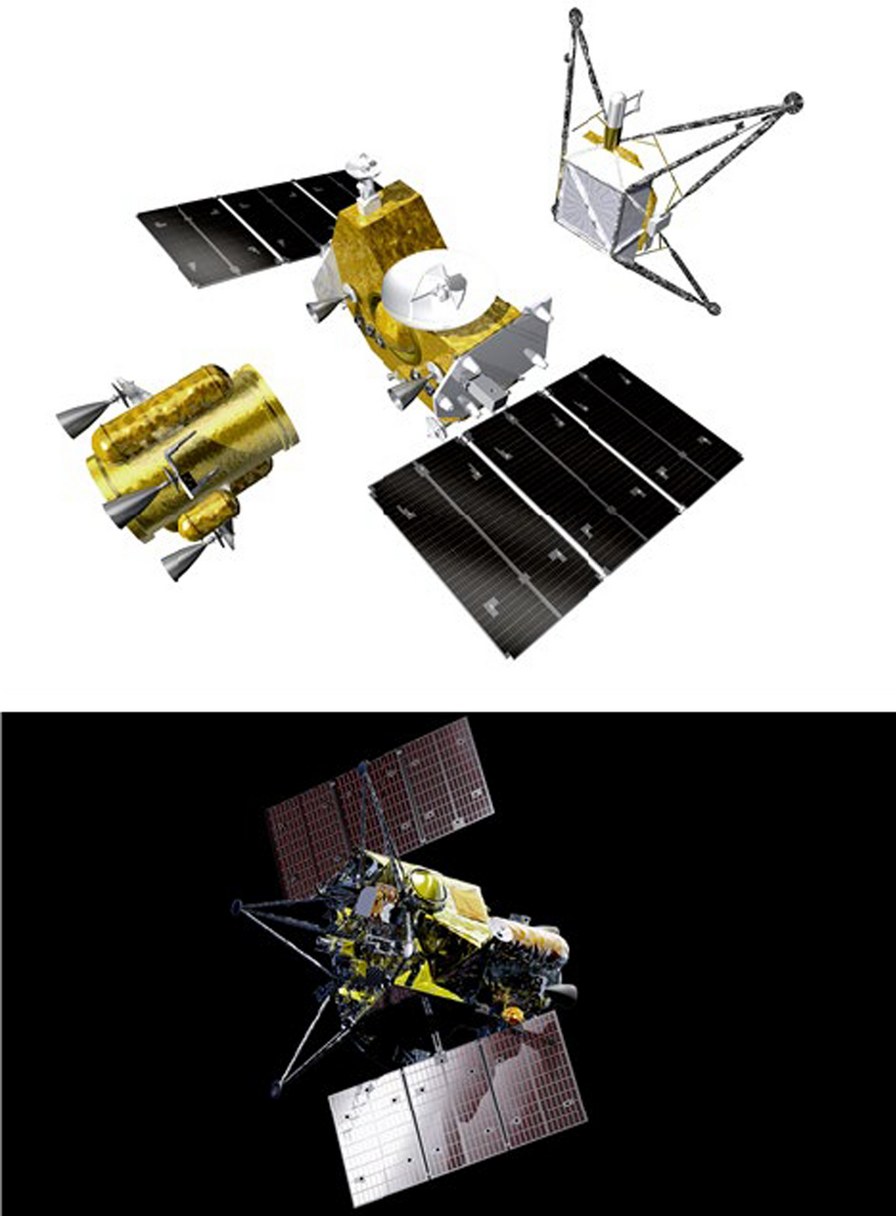 MMX探査機の3モジュールと軌道上形態